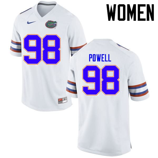 Women's NCAA Florida Gators Jorge Powell #98 Stitched Authentic Nike White College Football Jersey LZX7865IH